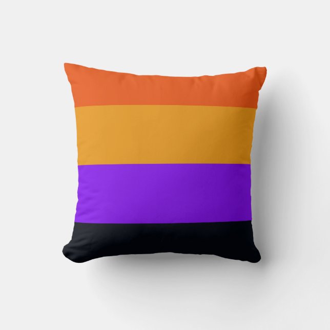 Coussin Orange, Jaune, Violet et Grandes Noires (Recto)