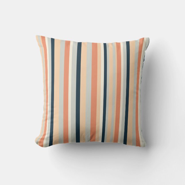 Coussin Orange moderne et marine en bande verticale (Recto)