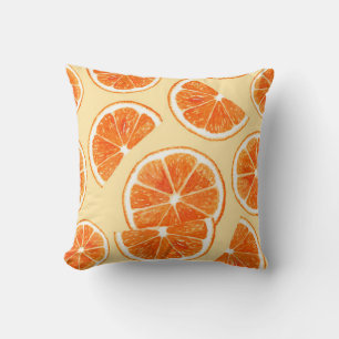 Coussin orange motif fruits, alimentation alimentation aqu