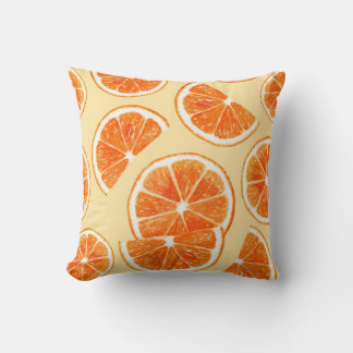 Coussin orange motif fruits, alimentation alimentation aqu