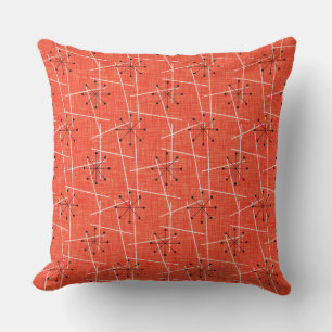 Coussin Orange, Noir, Blanc   atomique   Mid-Century