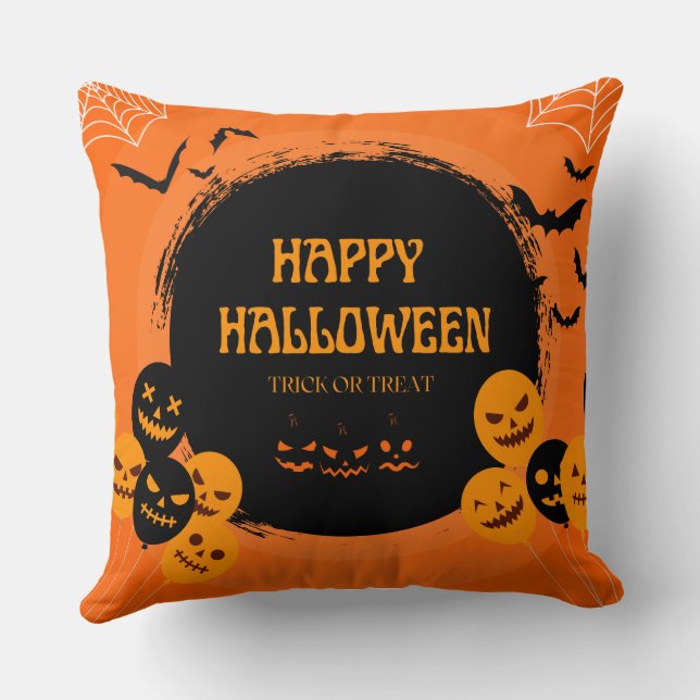 Coussin Orange Noir Joyeux Halloween (Verso)