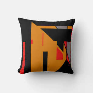 Coussin Orange Noir Sud-Ouest Couleurs Géométrique Abstrai