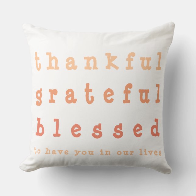 Coussin Orange Ombre Merci Grateful Merci Thanksgivin (Recto)