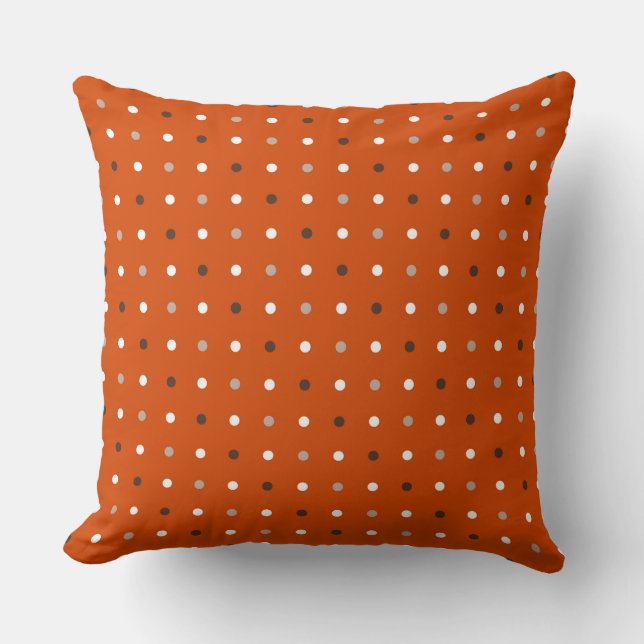 Coussin Orange - points rouge orange et blanc (Recto)