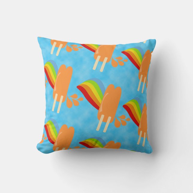 Coussin Orange Pop Retro Rainbow Motif Art amusant (Recto)