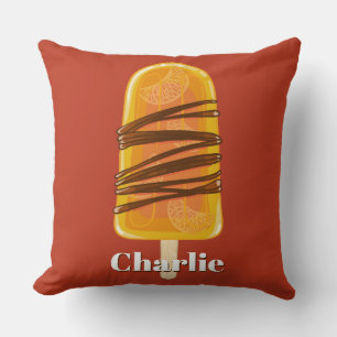 Coussin Orange Popsicle personnalisé nom & couleur lancer