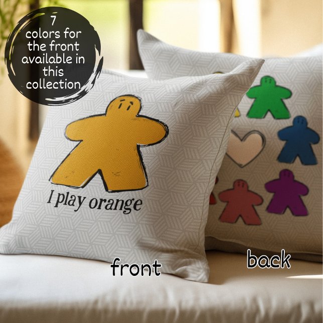 Coussin Orange Rainbow Meeple Board Game Love (Créateur téléchargé)