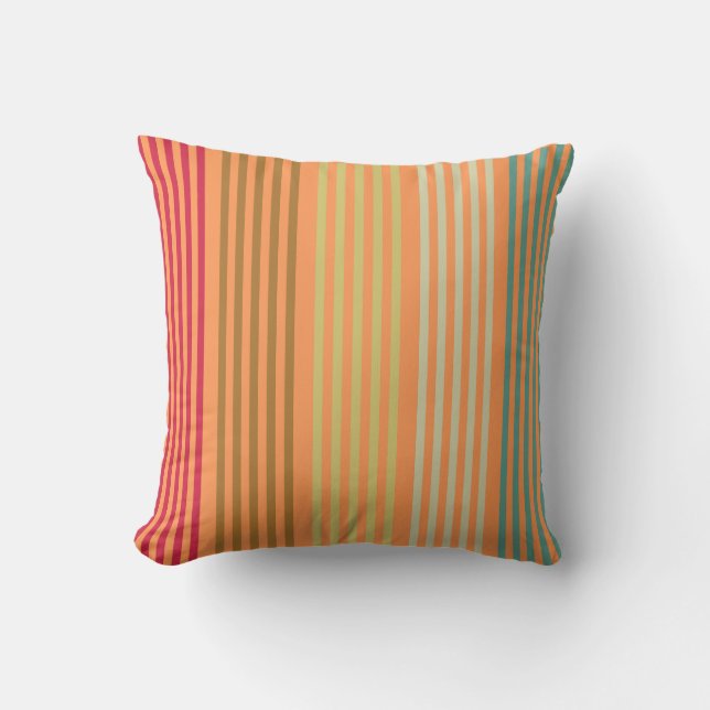 Coussin Orange Retro Stripes (Recto)