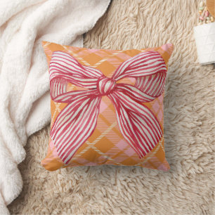Coussin Orange Rose Motif Bow