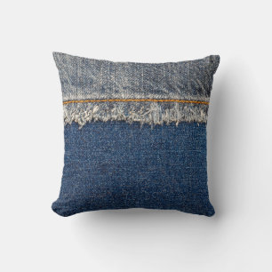 Coussin Orange Stitch, Double Denim Patch.