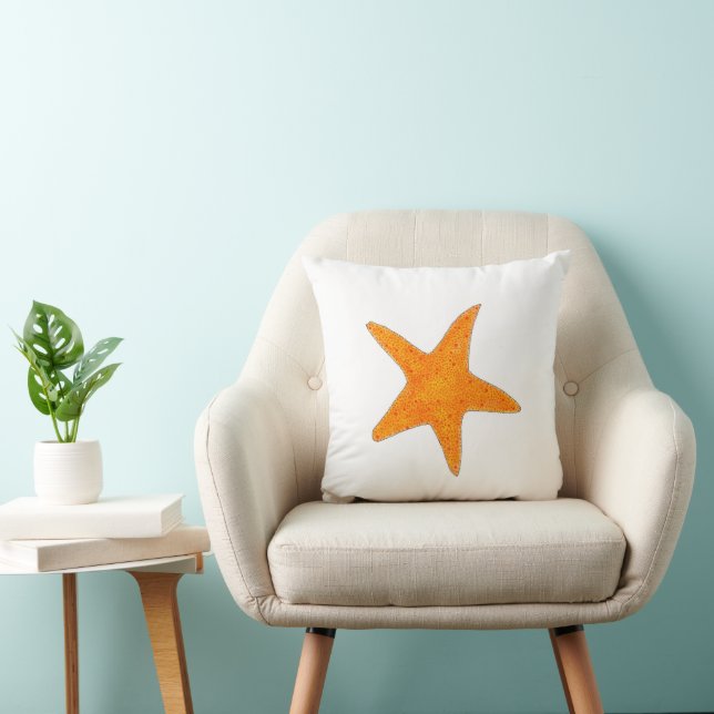 Coussin Orange Summer Seashell Beach Starfish Océan (Chaise)
