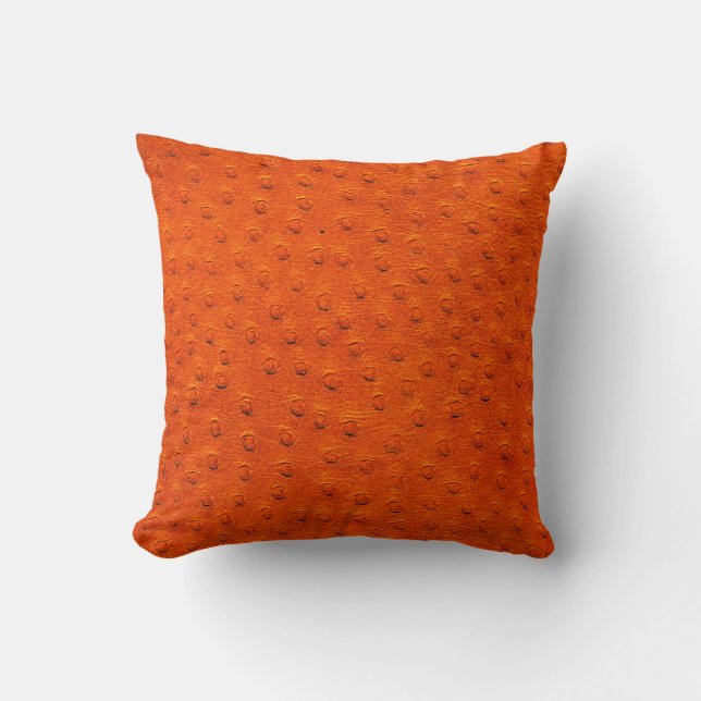 Coussin Orange surdimensionné en cuir d'autruche (Recto)