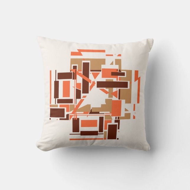 Coussin Orange Tan Brown Sud-Ouest Look Labyrinthe Mosaïqu (Recto)
