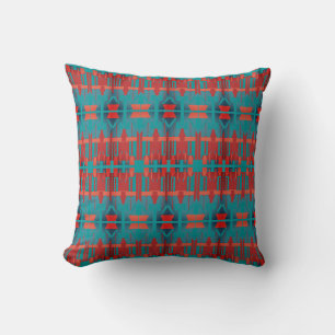 Coussin Orange tons rouge Turquoise horizontal méditerrané
