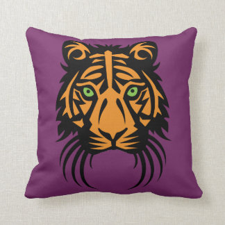 Coussin Orange tribale de noir de tatouage de tigre sur le