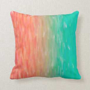 Coussin Orange turquoise d'aquarelle d'Ombre de corail et