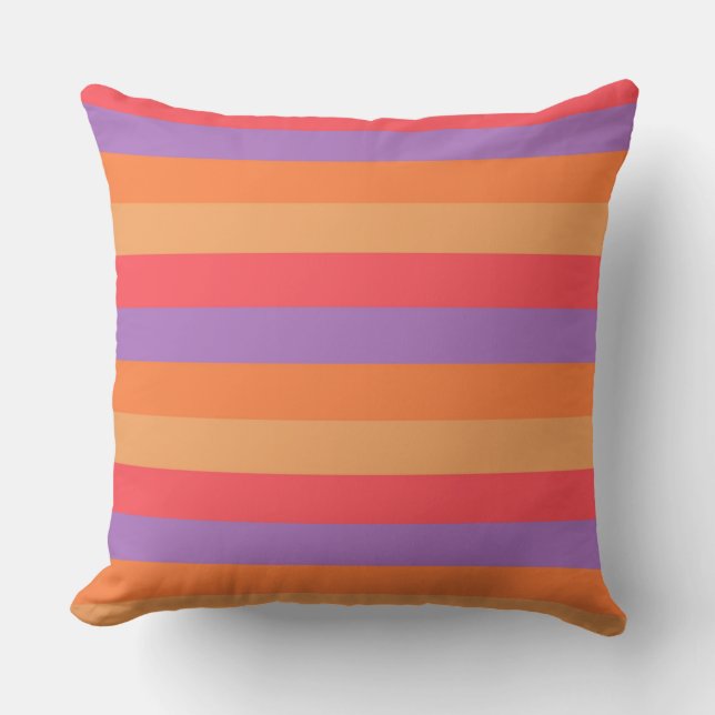 Coussin Orange violet rayures modernes (Recto)