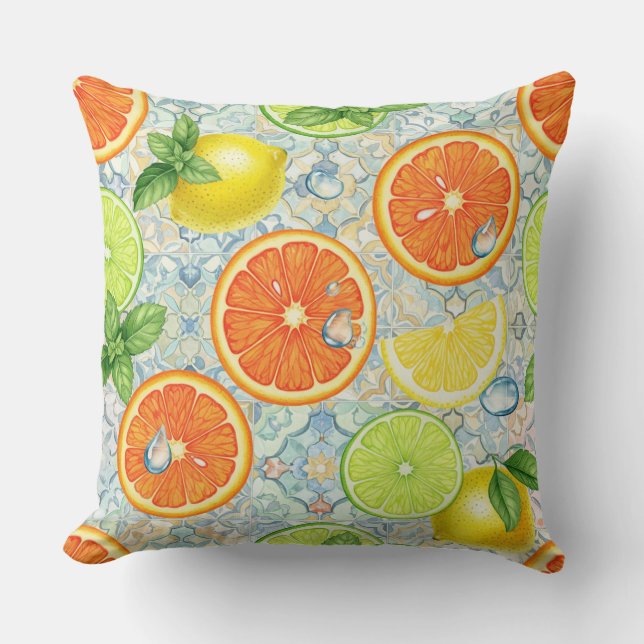 Coussin Oranges, citrons et limites par Natasha Us (Recto)