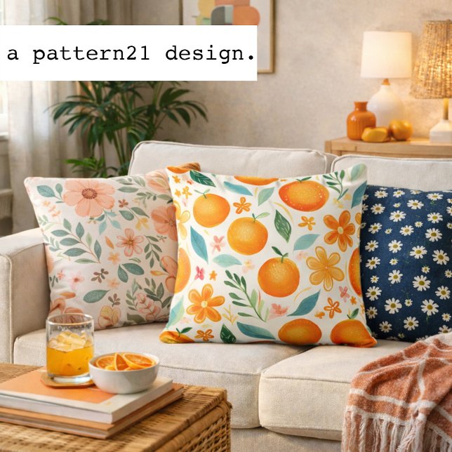 Coussin Oranges d'été en motif aquarelle (cozy summer oranges pillow)