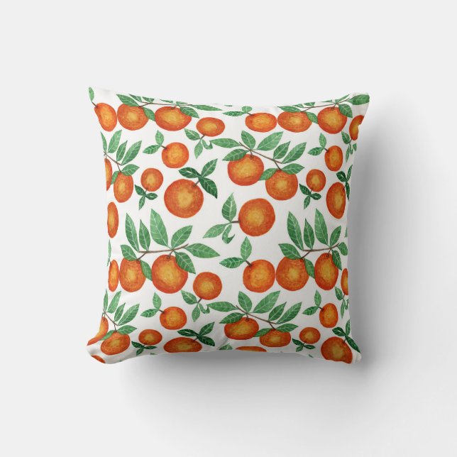 Coussin Oranges d'été Motif d'aquarelle d'agrumes (Recto)
