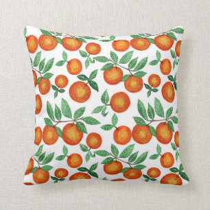 Coussin Oranges d'été Motif d'aquarelle d'agrumes