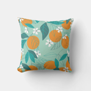 Coussin Oranges florissantes en feuille. illustration