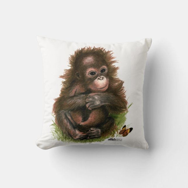 Coussin Orangutan Baby and Butterfly (Recto)