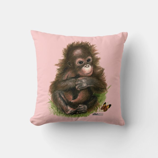 Coussin Orangutan Baby and Butterfly (Recto)
