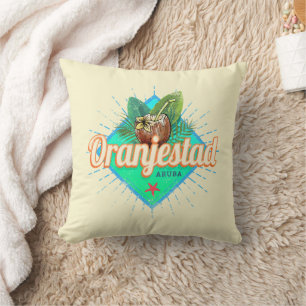 Coussin Oranjestad Aruba Retro Souvenir des Caraïbes Vinta
