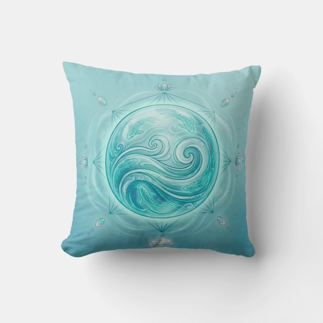 Coussin Orbe de l'Oracle de l'Eau – Flux de l'Intuition (Recto)