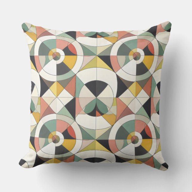 Coussin Orbit Géométrique du Milieu du Siècle (Recto)