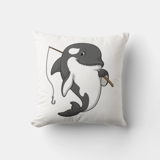 Coussin Orca comme Fisher avec une barre de pêche (Recto)