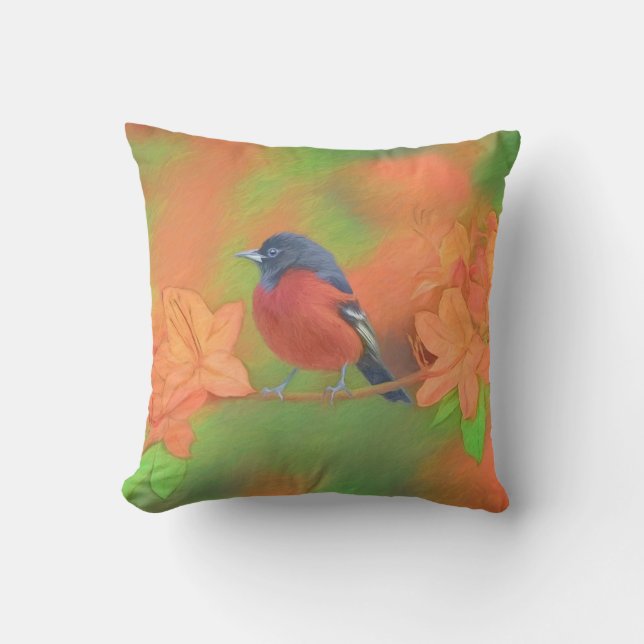 Coussin Orchard Oriole Songbird Peinture Oiseau original (Recto)