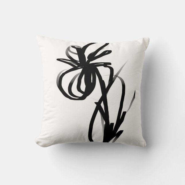 Coussin Orchidée Blanc : Abstrait blanc et noir (Recto)