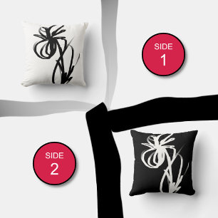 Coussin Orchidée Blanc & Noir : Abstrait Blanc & Noir