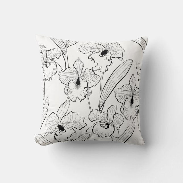 Coussin Orchidée, Cattleya, croquis (Recto)