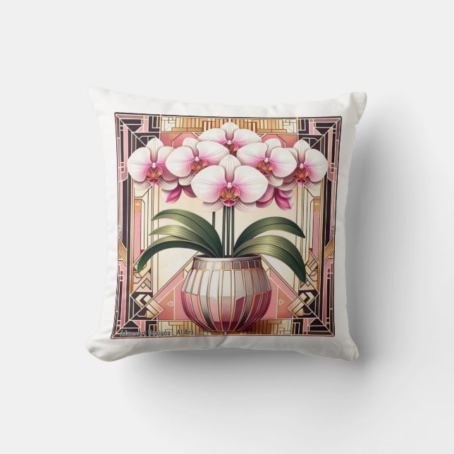 Coussin Orchidée élégante Art déco (Recto)