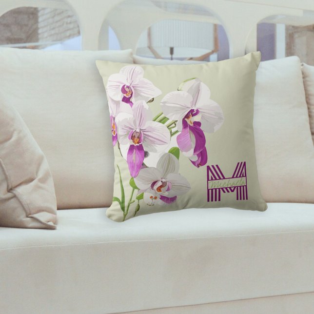 Coussin Orchidée élégante et personnalisable (Créateur téléchargé)