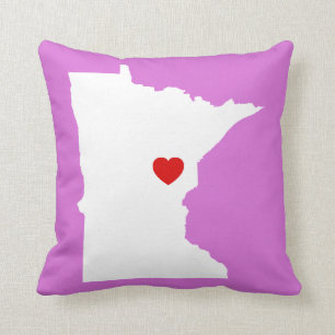 Coussin Orchidée et Minnesota blanc avec Coeur rouge