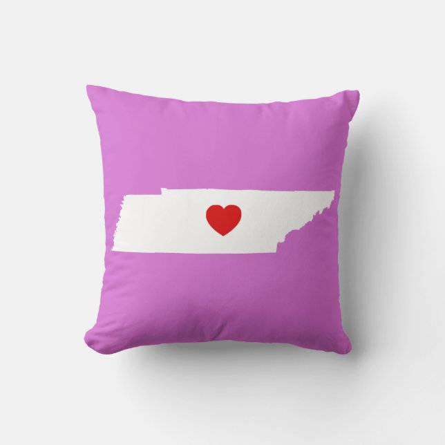 Coussin Orchidée et Tennessee blanche avec Coeur Rouge (Recto)