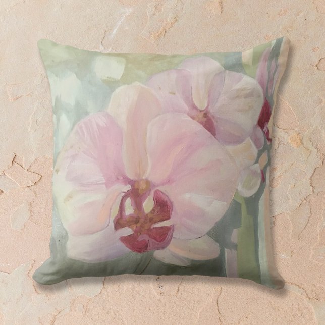 Coussin Orchidée florale peinte à la main élégantes couleu (Créateur téléchargé)