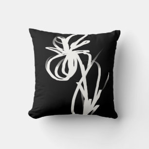 Coussin Orchidée Noir : Abstrait noir et blanc