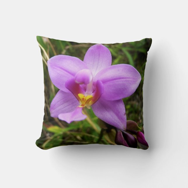 Coussin Orchidée sauvage violette Fleur tropicale (Recto)
