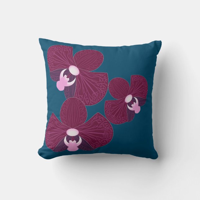 Coussin Orchidées Abstraites profondes et roses Personnali (Recto)