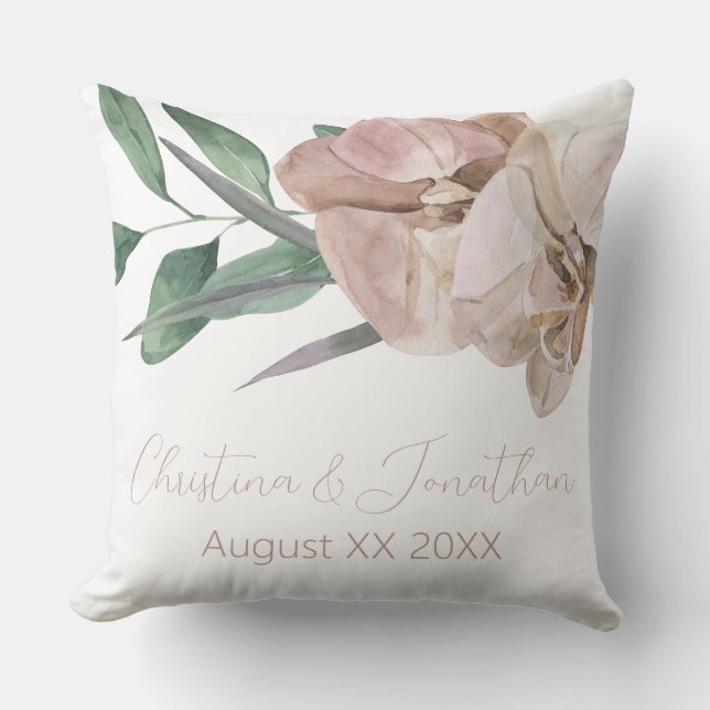 Coussin Orchidées aquarelles romantiques (Recto)