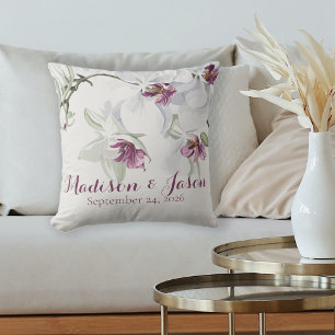 Coussin Orchidées blanches classiques Cadeau Mariage perso
