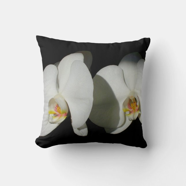 Coussin Orchidées blanches élégantes, photo à fleurs tropi (Recto)