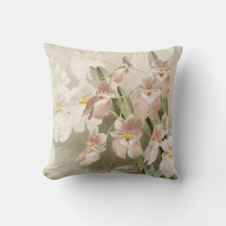 Coussin Orchidées blanches Fleur Vintage vieille illustrat