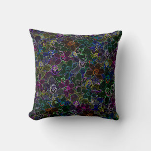 Coussin Orchidées de couleur néon,